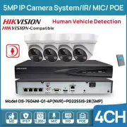Hikvision 4CH 4K NVR Security CCTV System 5MP IP Camera MIC Audio IR30M POE IP67