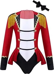 [Jhaoyu] Kids Girls Circus Ringmaster Costume Halloween Tassel Tuxedo Jacket Leotard Magic Show Party Cosplay