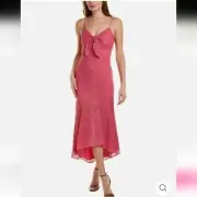 NWT Aidan Aidan Mattox Womens blush pink eyelet lace tie front maxi dress Size 6