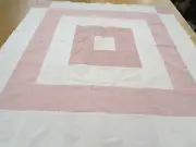 Patchwork Quilt Top Full Twin Moire Fabrics 72 In W x 72 In L Rose Ivory