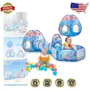 Fun and Safe 3-in-1 Play Tent for Kids: Mermaid Theme with Tunnel & Ball Pit