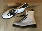 New Dr Martens 1460 Softy T White 8 Eye Black Combat Lace-up Boots Women 7