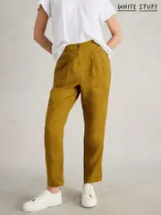 White Stuff Khaki Rowena 100% Linen Trousers (AY8204) | $150