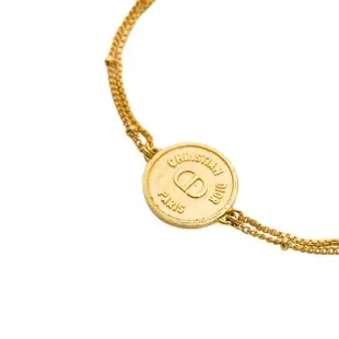 【Dior 迪奧】經典CD LOGO 硬幣造型雙圈手鍊(金色)
