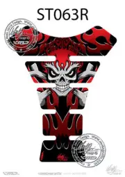 Flaming Skull & Crossbone RED 3D Gel Motorbike MotografixTankpad Protector