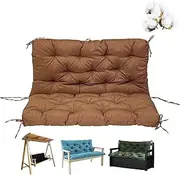 Outdoor Porch Swing Cushion with Backrest Waterproof Bench Cushion 2 Seater 3 Seater Garden Furniture Seat Cushion with Non-Slip Ties Patio Furniture Replacement