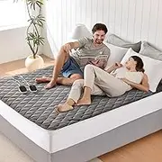 WOOMER King Heated Mattress Pad Dual Control, Bed Warmer with 10 Heating Settings, Automatic Shut Off Timer, Electric Deep Pocket Mattress with Zipper, Certified by