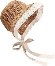 [VALICLUD] Straw Sun Hat Wide Brim Summer for Women Fashion Lace Cap Sun Protection Khaki