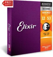 Elixir 11052 Nanoweb Coating 80/20 Bronze Acoustic Guitar 6-Strings, Light .012-