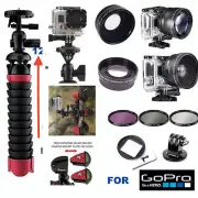 GOPRO HERO6 WIDE ANGLE MACRO LENS+TELEPHOTO ZOOM LENS+ FLEX TRIPOD + FILTER KIT
