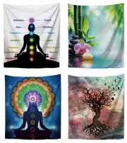 4 pieces zen Chakra tree of life wall hanging tapestries office art