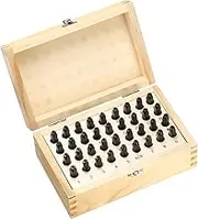 uxcell 36pcs 40Cr Alloy Steel Stamps Set 1/4" (6mm) A-Z / 0-8 / "&" Symbol Number Letter Punch Press Tool Steel Reverse Punch Stamp with Wood Case for Plastic Wood Leather