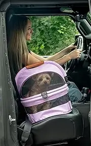 Pet Gear No-Zip View 360 Ultra Lite Pet Safety Carrier & Car Seat for Small Dogs & Cats Push Button Entry, 15", Bright Lilac