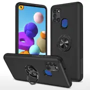 Samsung Galaxy A21S Compatible Case Cover With Shockproof Magnetic Ring Holder - Black
