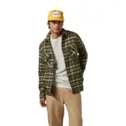 Brixton Bowery Long Sleeve Flannel Shirt Mens in Ivy Green Olive Surplus Black