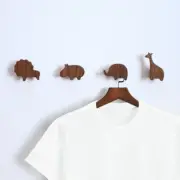 x4 Wooden Animal Hooks Set of 4 Jungle Sealife Woodland Children Nursery Decor