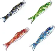 B Baosity 4X Japanese Carp Flag Japanese Carp Windsock Koinobori Kite Fish Windsock Banner Colorful Carp Windsock Flag for Balcony Backyard Restaurant, 100cm