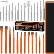 28-Piece Heavy Duty Punch and Chisel Set, Including Taper, Cold Chisels, Pin, Ce