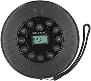 CD Player Portable, 1500mAh Rechargeable CD Player with Charging Cable and Sound Cable, Compact Anti Skip Shockproof CD Player for CD CD RW MP3 (Black Without BT)