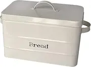 Home Basics Tin Canister Collection, 13-Liter Bread Box with Cover, Kitchen Food Storage Organization, Ivory