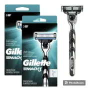 2x Gillette Mach3 Men's 3 Blades Razor 1 Handle 1 Cartridge on each