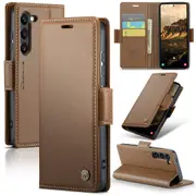 CaseMe Samsung Galaxy S24+ Plus 5G Folio Wallet Case Cover Side Closure S926 [Brown]