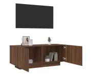 Stylish Brown Oak Engineered Wood TV Cabinet Media Storage Unit with Doors