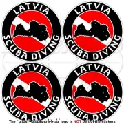 LATVIA SCUBA DIVING Flag-Latvian Map Shape Circular Stickers, Decals 50mm x4