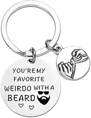 [YALLNASL] Husband Boyfriend Keychain Gifts from Wife Girlfriend You're My Favorite Weirdo with a Beardo Keyring for Hubby Fiance Anniversary Birthday Gifts for BF Husband Key Rings