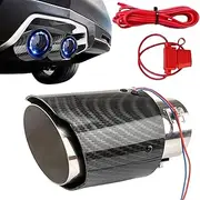 Led Exhaust Tips, Flame Tailpipe Muffler Tip, Stainless Steel Chrome Finish, Built-In Light Effect, Easy Bolt-On Installation, for Car Modification Upgrade Racing Daily Driving, Red Light Blue Light