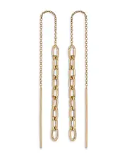 Zoe Chicco 14K Yellow Gold Heavy Metal Chain Drop Threader Earrings
