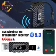 USB Car Bluetooth 5.3 FM Transmitter USB Audio Adapter Hands- Calling 3.5mm OZ