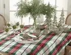 Occasion Gallery Multi Christmas Holiday Plaid Design Tablecloth, 70" Square