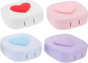 [CALLARON] 4Sets Colored Case with Mirror Portable Organizer for Travel Cute Macaron Style Holder for Easy Carrying Safe Material present for Friends