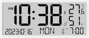 DRBASJHFO Large LED Digital Wall Clock with Temperature Humidity Display,Multifunctional Electronic Clock with LCD Display, Temperature and Humidity Readout(White)