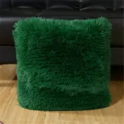 43*43cm Fluffy Decorative Throw Cushion Cover Pillow Cover Pillow Case for Sofa Couch Bed Chair Living Room Bedroom - Green