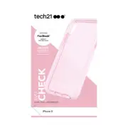 TECH21 Evo Check iPhone X iPhone Xs Flexible Gel Silicone Case - Rose Pink White