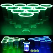 GLOWPONG Green vs Blue Glow-in-The-Dark Beer Pong Game Set for Indoor Outdoor...