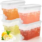 4 Pcs Fridge Beverage Drink Dispenser Plastic Water Dispenser Jug with Spigot for Fridge Party Iced Drink (0.8 Gallon)
