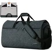 [mixi] Carry On Garment Bag for Travel 56L Convertible Duffle Bag for Men Women 2 in 1 Hanging Luggage Suitcase Dress Suit Travel Bag with Shoes Pouch, Forest Black, 23-inch, Multi-pockets Travel Duffle