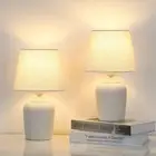 Small Table Lamps Set of 2, Bedside Nightstand for Beige & White