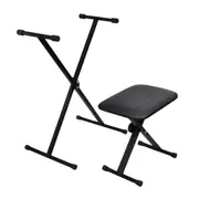 Adjustable Keyboard Stand and Stool Set Folding X-Style Music Accessory Black