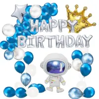在飛比找momo購物網優惠-藍色系宇宙太空人生日氣球套組1組(生日氣球 派對 氣球 生日