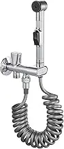 SUBMARINE Handheld Bidet Sprayer with G1/2 Caliber One-in Two-Out Diverter Valve, Auto Shrink Bidet Hose, Can Be Connected to Toilet, for Laundry, Sitz Bath, Ladies Cleaning, Pets
