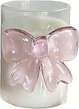 Bow Glass - Pink Bow Glass Cup Set | Coquettte Cute Cups | Water Glasses | Clear Milk Juice Cup Without Handle | Transparent Cute Tumbler Glasses | Ice Coffee Cup for Women Coquettte Decor C