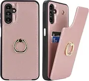 Copmob Samsung A13 Case With Card Holder,Samsung A13 Phone Case,Flip Folio Leather Wallet Case,Magnetic Ring Kickstand Shockproof Cover Phone Case for Samsung Galaxy A13 4G/5G - Rose gold