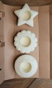PartyLite Set of 3 Sea Drifters Bisque Floating Tealight Candle Holders Retired