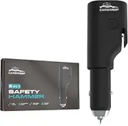 CarSweep® Emergency Hammer - 5-in-1 - Rescue Hammer - Safety Hammer - Car Hammer - Seat Belt Cutter - Power Bank - Torch - USB Port