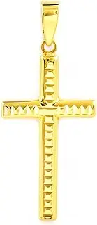 [Monde Petit] Mondepe 8496 18ct Yellow Gold Cross Rectangular Shiny and Carved 21 x 13 mm Gift Box Guarantee Certificate Normal Yellow Gold No Gemstone, Normal, Yellow Gold, No Gemstone