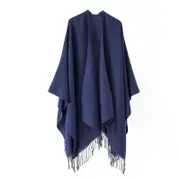 Women Cashmere Shawl Scarf Women Winter Warm Pashmina Wrap Tassels Cashmere Scarf Thick Foulard Large Blanket Navy Blue